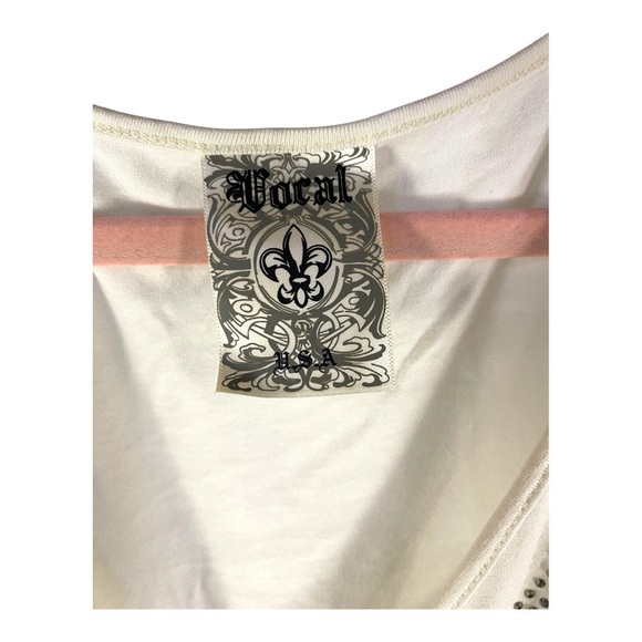 Vocal Rhinestone Mesh V-Neck Top - Size XL - Picture 3 of 5